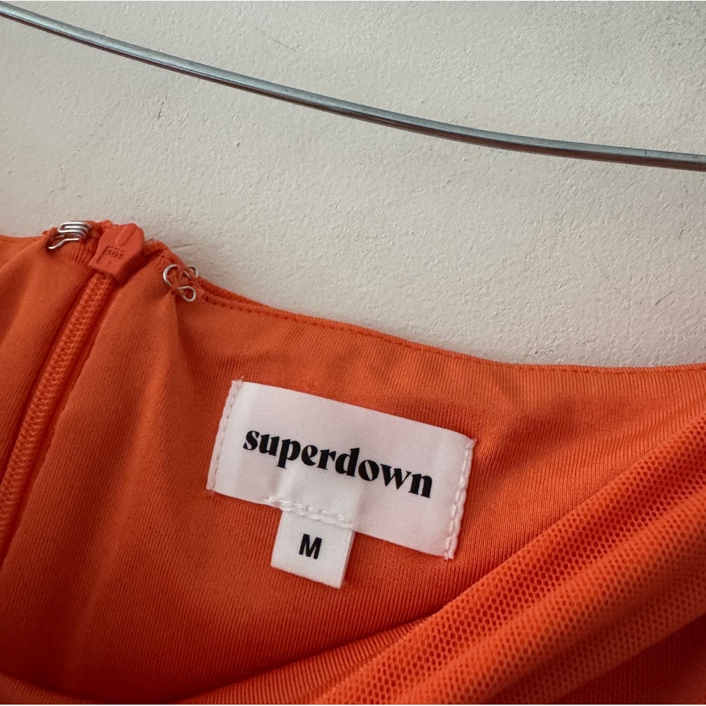 Superdown Indy Orange Ruched Drawstring Mesh Mini… - image 4
